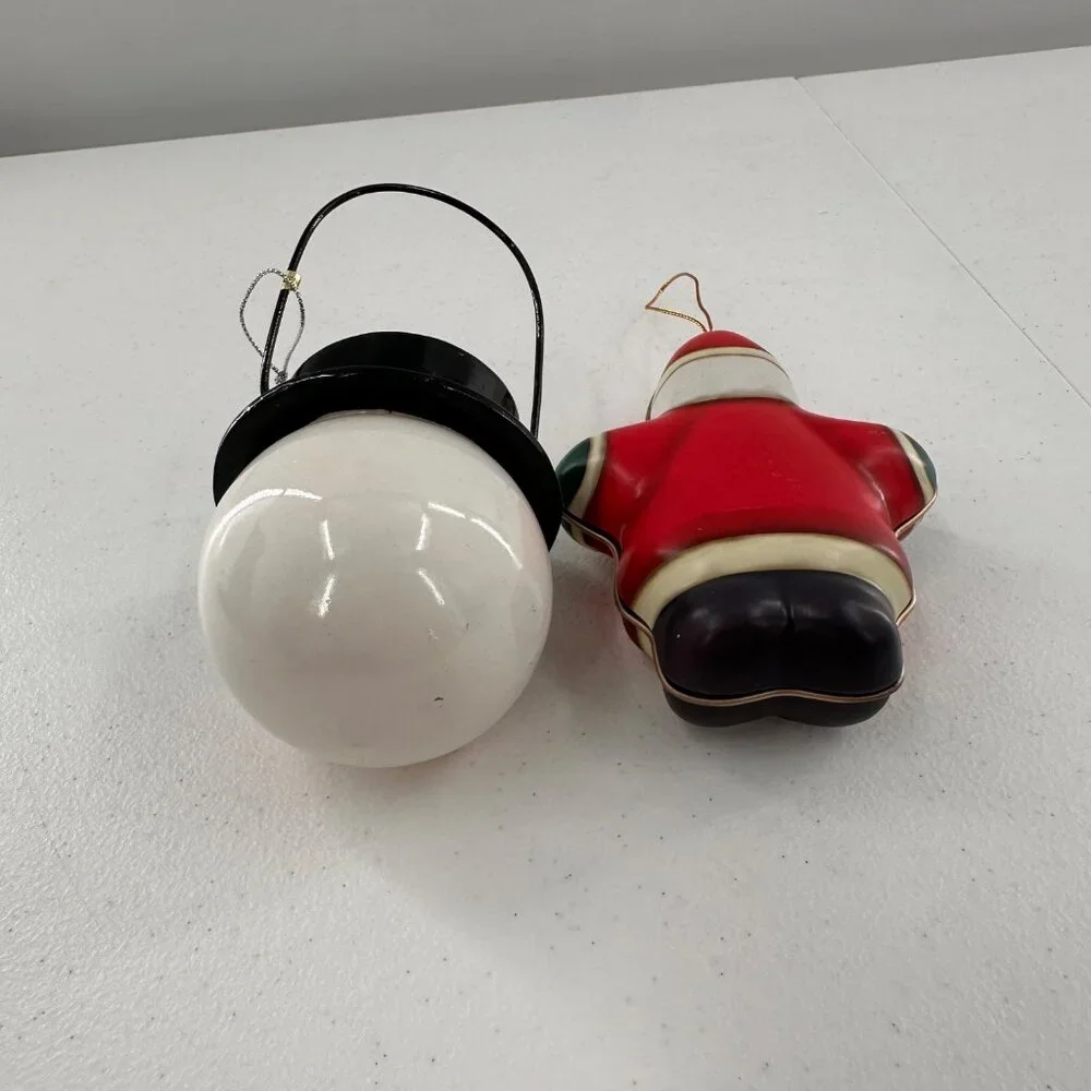 Snowman & Santa Christmas Ornaments Metal & Ceramic 5.5